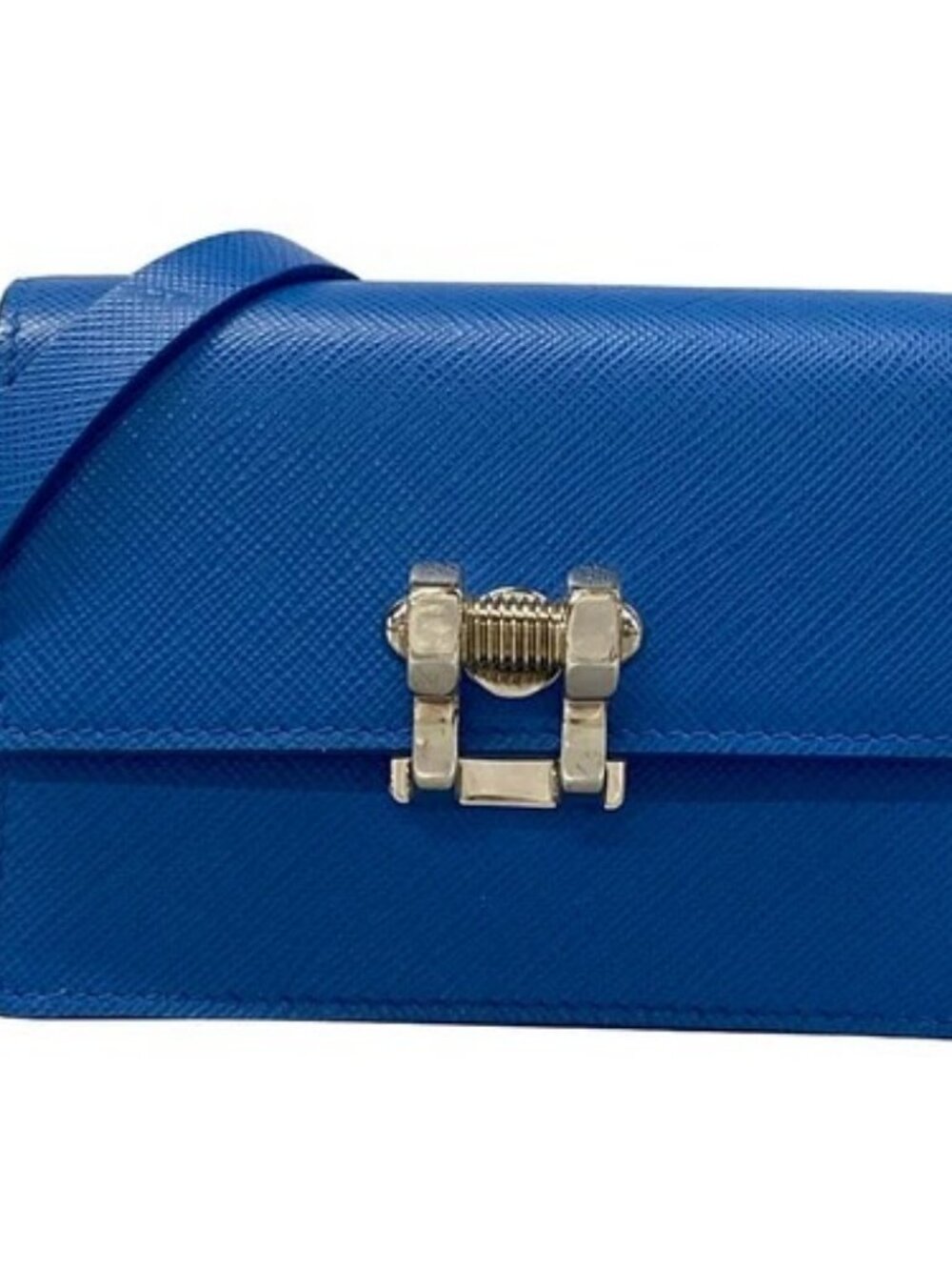 PRADA Blue Saffiano Leather Shoulder Bag